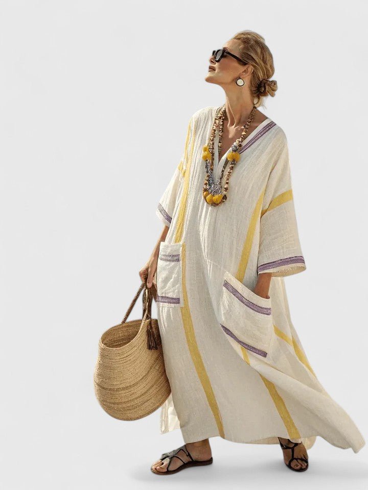 White Maxi Dress Women Long Sleeve Relaxed Fit Floor Length | Maren