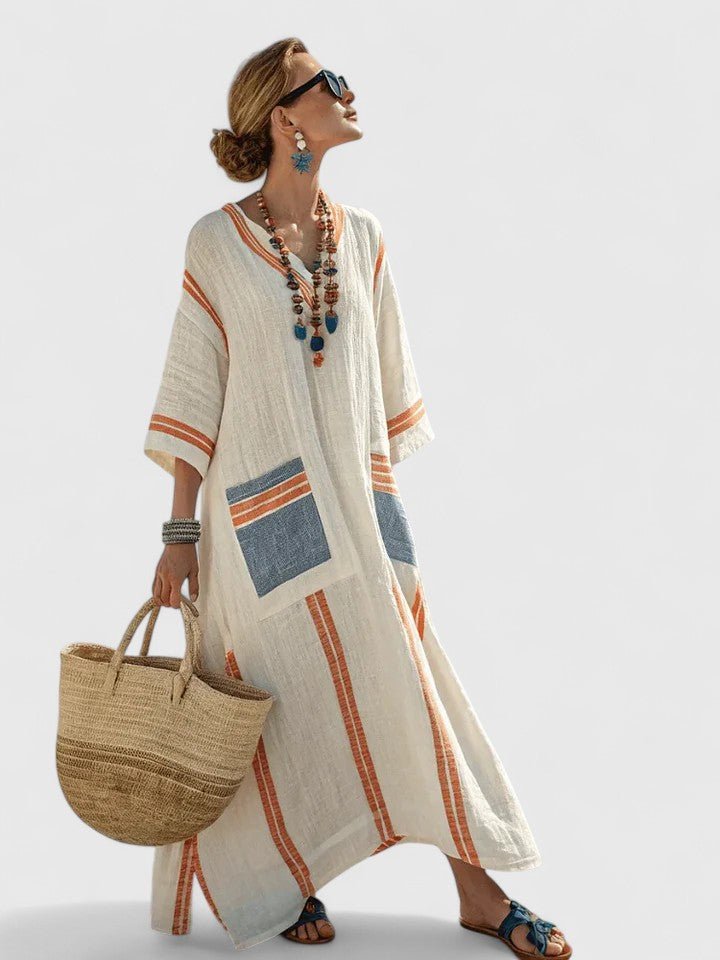 White Maxi Dress Women Long Sleeve Relaxed Fit Floor Length | Maren