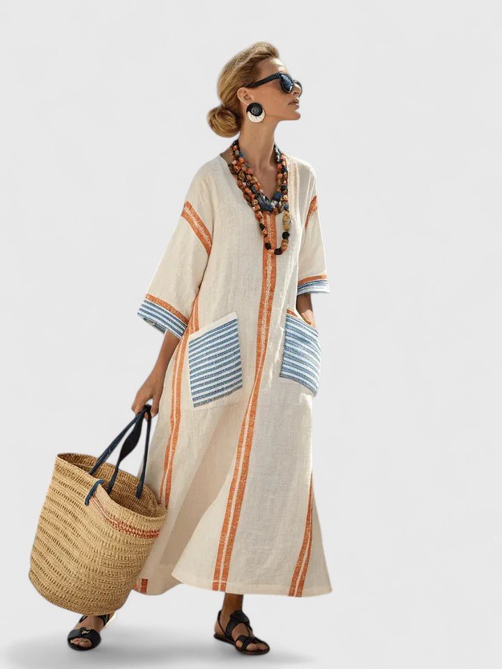 White Maxi Dress Women Long Sleeve Relaxed Fit Floor Length | Maren