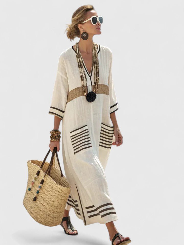 White Maxi Dress Women Long Sleeve Relaxed Fit Floor Length | Maren