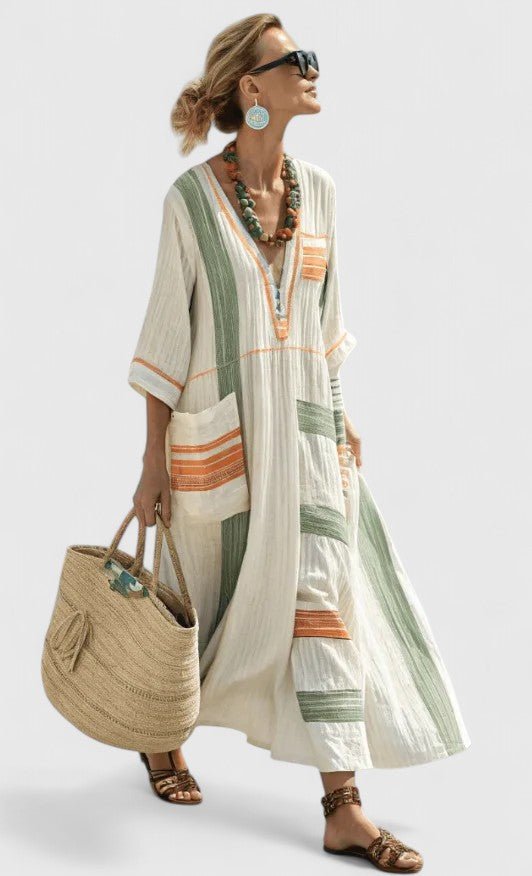 White Maxi Dress Women Long Sleeve Relaxed Fit Floor Length | Maren