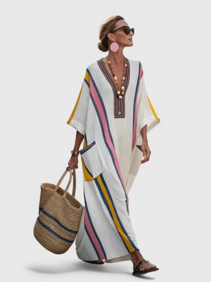 White Maxi Dress Women Long Sleeve Relaxed Fit Floor Length | Maren