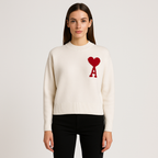Romy | Women's Oversized Sweater | Heart Ace Print, Round Neck | All-Season