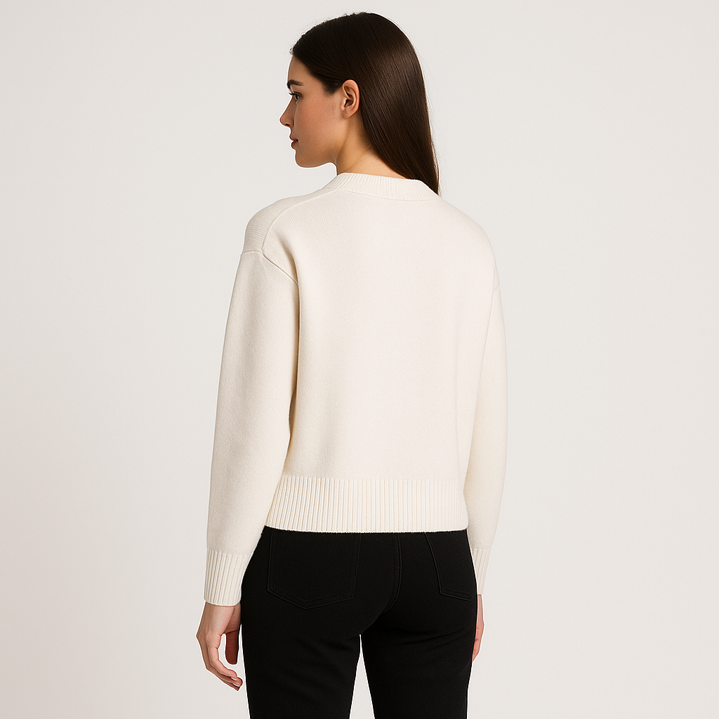 Romy | Women's Oversized Sweater | Heart Ace Print, Round Neck | All-Season