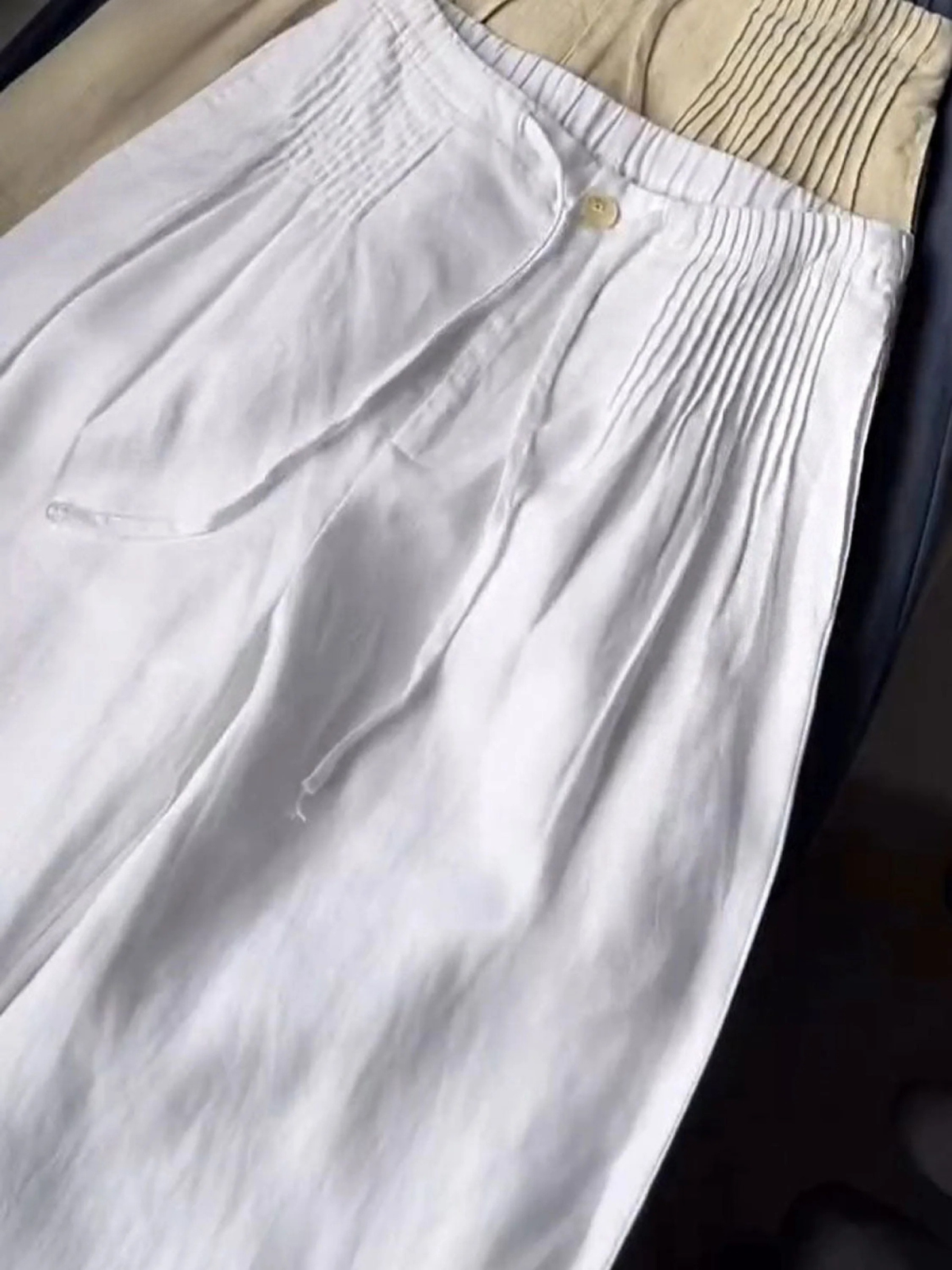 Women Wide Leg Linen Pants High Waist Smocked Culottes | Marlow