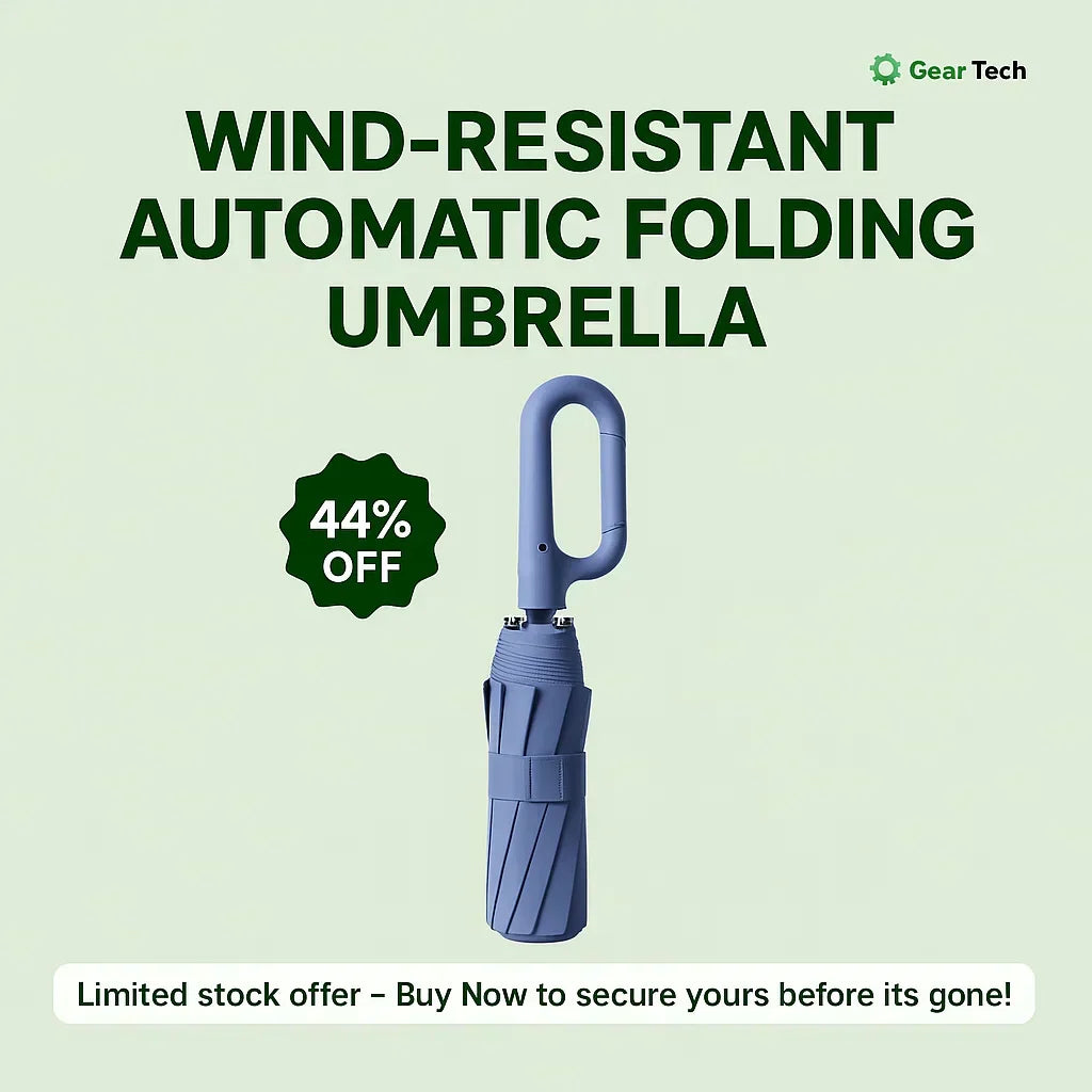 Umbrella Windproof Automatic Folding Carabiner Clip Reflective Strip
