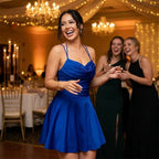 Mini Dress Women Ruched Cowl Neck Spaghetti Strap A Line Party