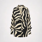Womens Shirt Dress | Mini Zebra Print Button Long Sleeve Collared