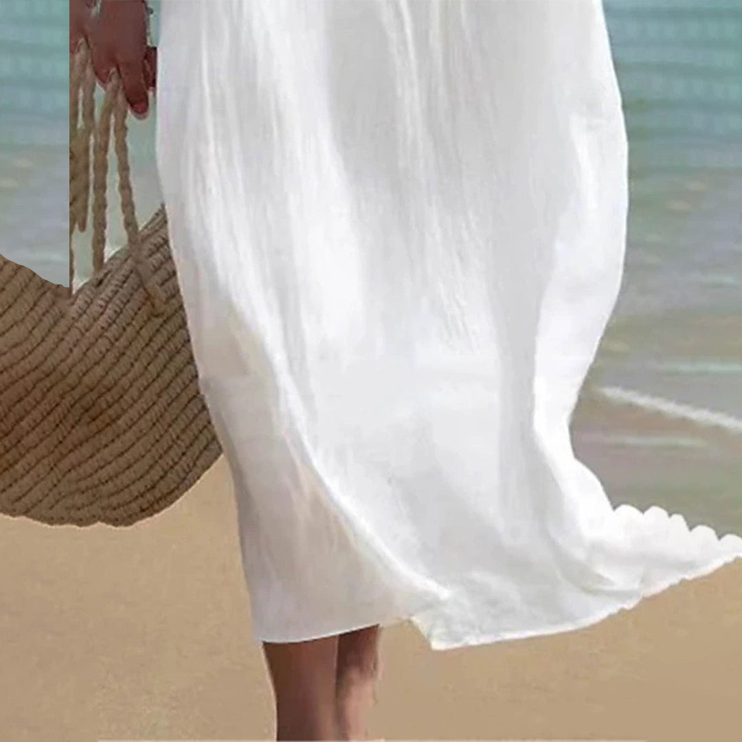 White Maxi Dress Women Relaxed Fit Flowing Summer | Cosima