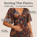 Floral Dress Women Midi Wrap Watercolour Print Flutter Sleeve