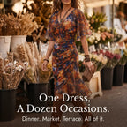 Floral Dress Women Midi Wrap Watercolour Print Flutter Sleeve