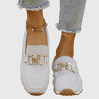 Women's Orthopedic Loafers | Slip On Round Toe Metal Buckle