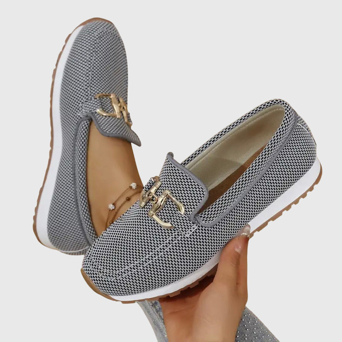 Women's Orthopedic Loafers | Slip On Round Toe Metal Buckle