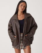 Quinn | Women's Oversized PU Leather Jacket | Faux Leather, Relaxed Fit