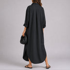 Wedding Guest Dresses Women Linen Maxi Button Front Oversized | Sage
