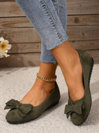 Orthopedic Shoes Women Suede Bow Ballet Flats Cushioned
