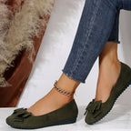Orthopedic Shoes Women Suede Bow Ballet Flats Cushioned