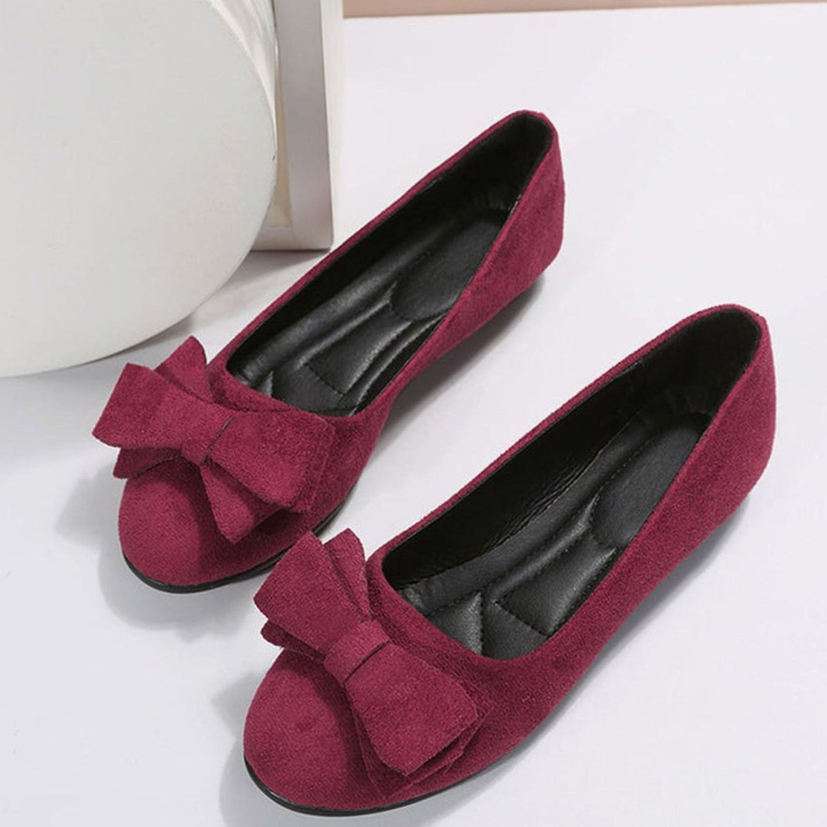 Orthopedic Shoes Women Suede Bow Ballet Flats Cushioned