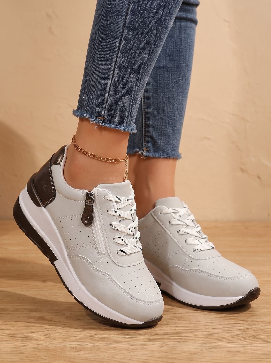 Women Wedge Sneakers Orthopedic Arch Support Cushioned Lace Up
