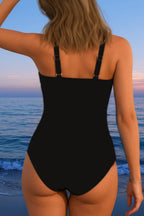 One Piece Swimsuit Women Tummy Control Printed Wrap Neck Slimming
