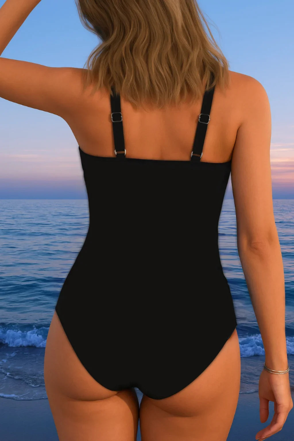 One Piece Swimsuit Women Tummy Control Printed Wrap Neck Slimming