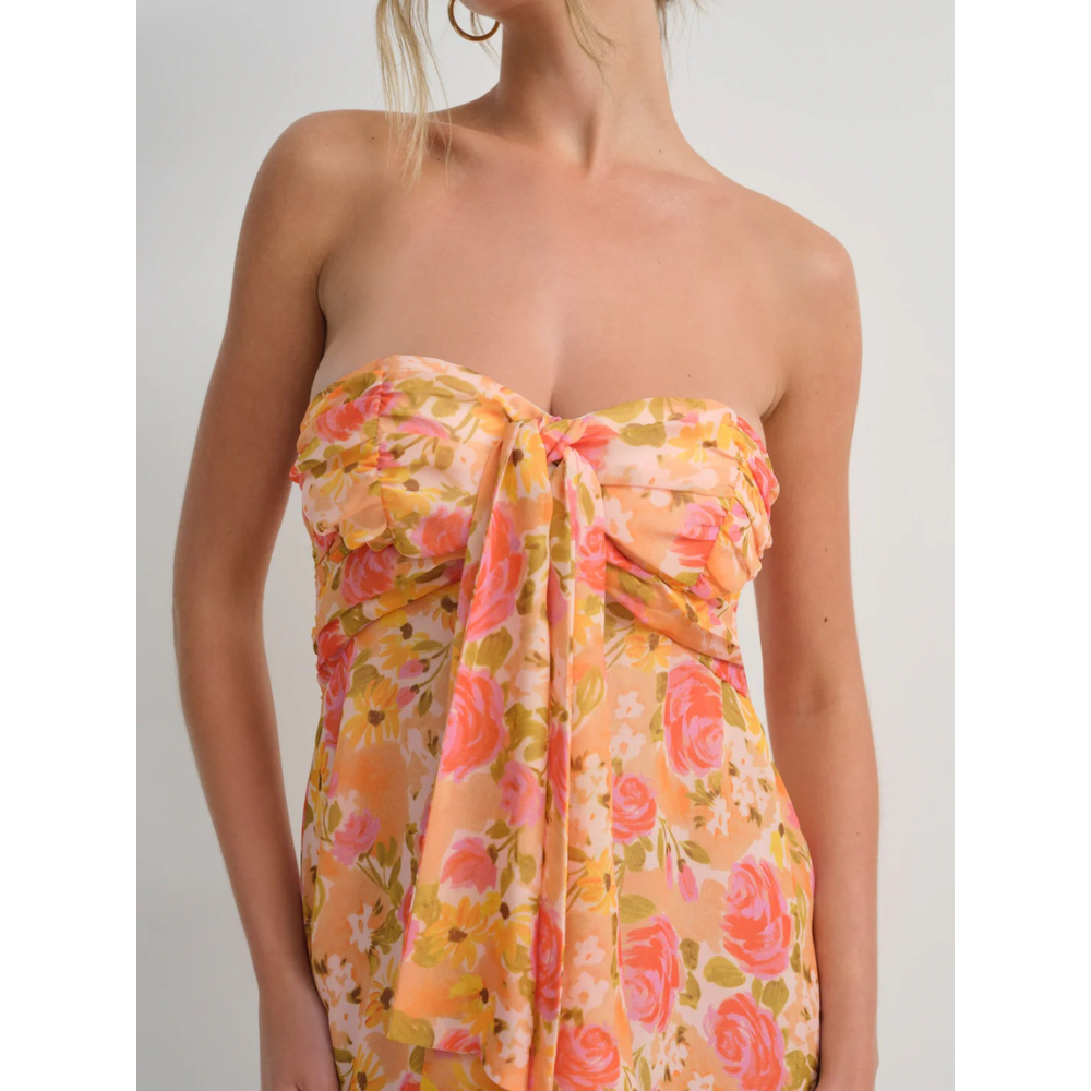 Cocktail Dress Women Floral Strapless Mini Wedding Guest Summer