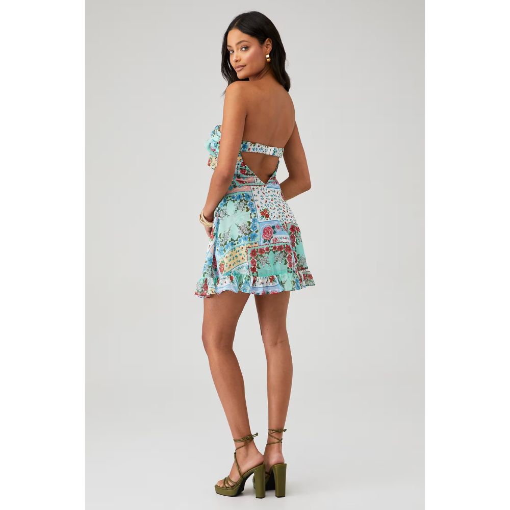 Cocktail Dress Women Floral Strapless Mini Wedding Guest Summer