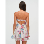 Cocktail Dress Women Floral Strapless Mini Wedding Guest Summer