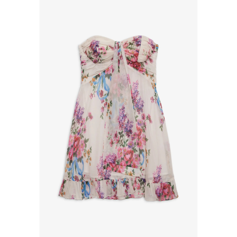 Cocktail Dress Women Floral Strapless Mini Wedding Guest Summer