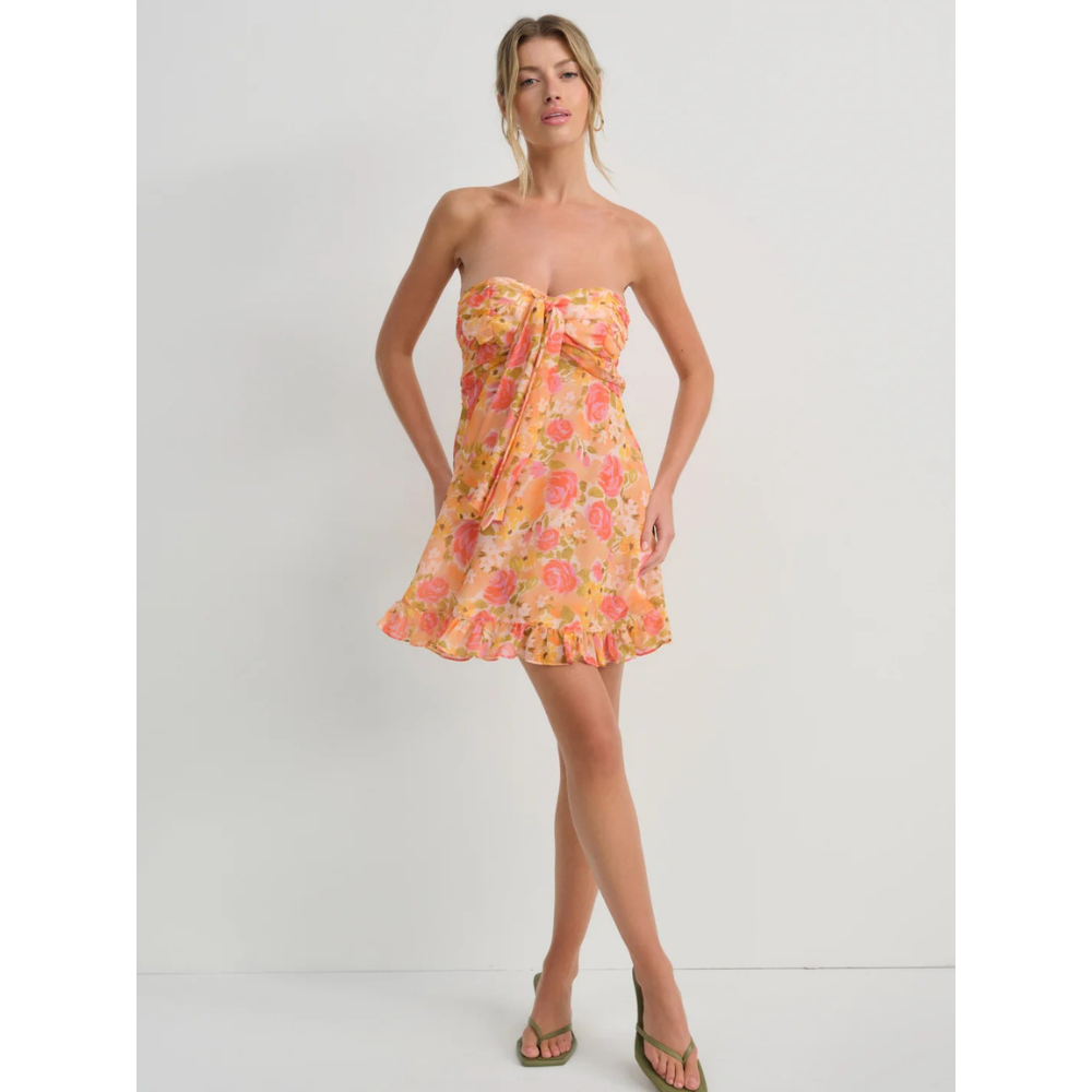 Cocktail Dress Women Floral Strapless Mini Wedding Guest Summer