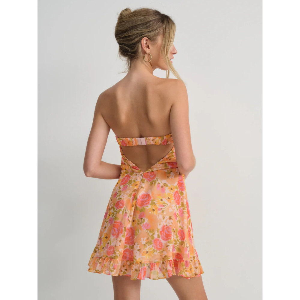 Cocktail Dress Women Floral Strapless Mini Wedding Guest Summer