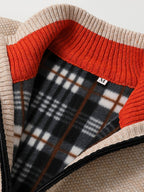 Men Ribbed Knit Full Zip Cardigan Stand Collar
