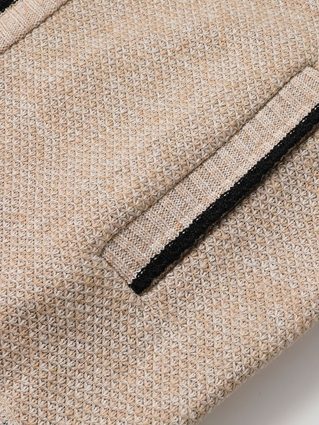 Men Ribbed Knit Full Zip Cardigan Stand Collar