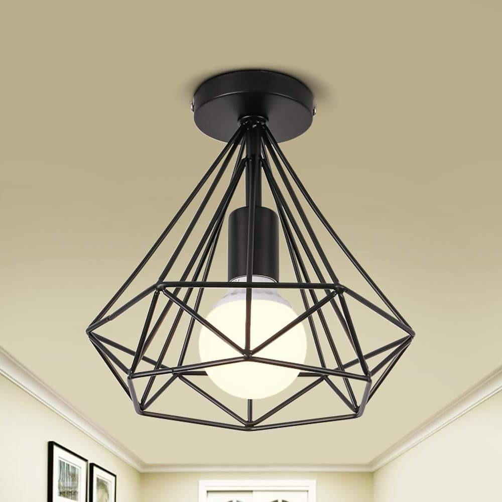 Calla | Ceiling Lamp | Retro Geometric Cage, Black, LED, 9W | Indoor