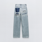 Xena | Women's Ripped Jeans | Vintage, Straight Leg, Light Blue Denim