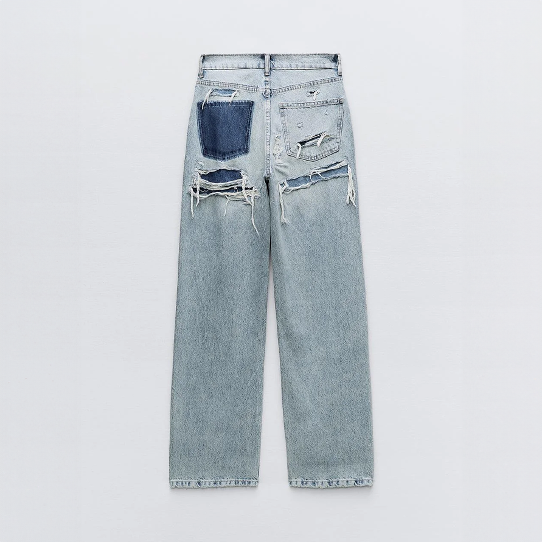 Xena | Women's Ripped Jeans | Vintage, Straight Leg, Light Blue Denim