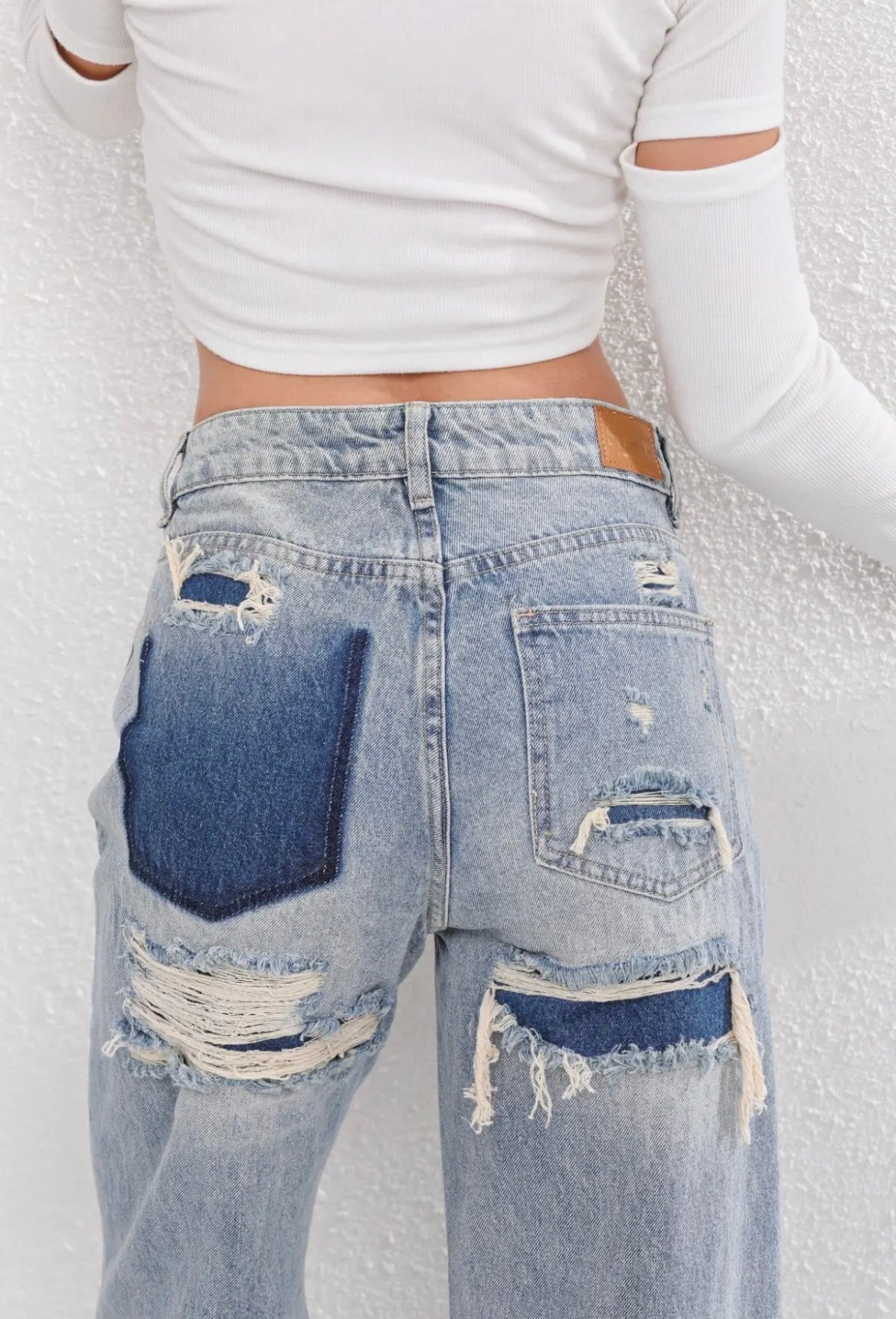 Xena | Women's Ripped Jeans | Vintage, Straight Leg, Light Blue Denim